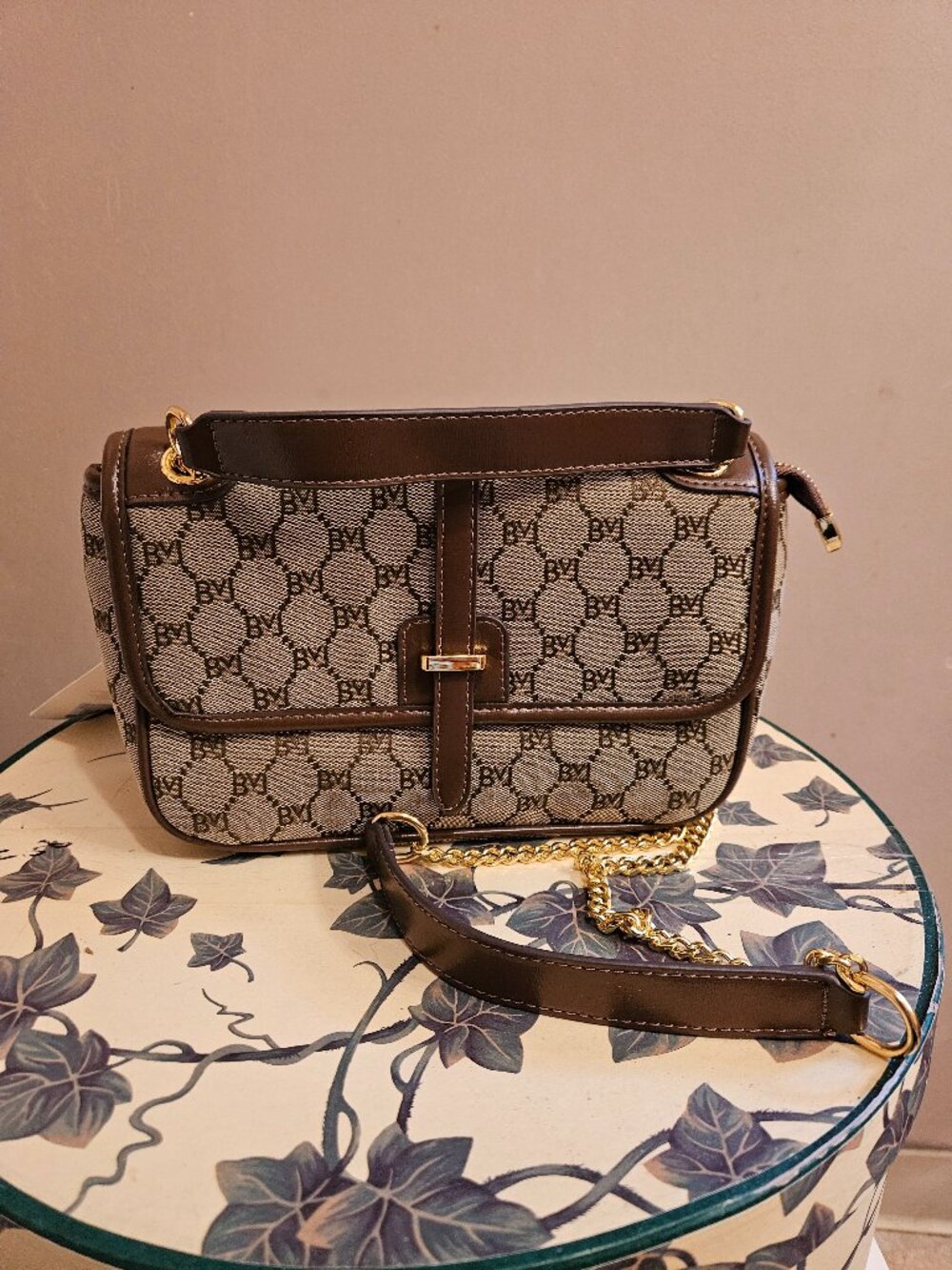 Brown & tan shoulder bag